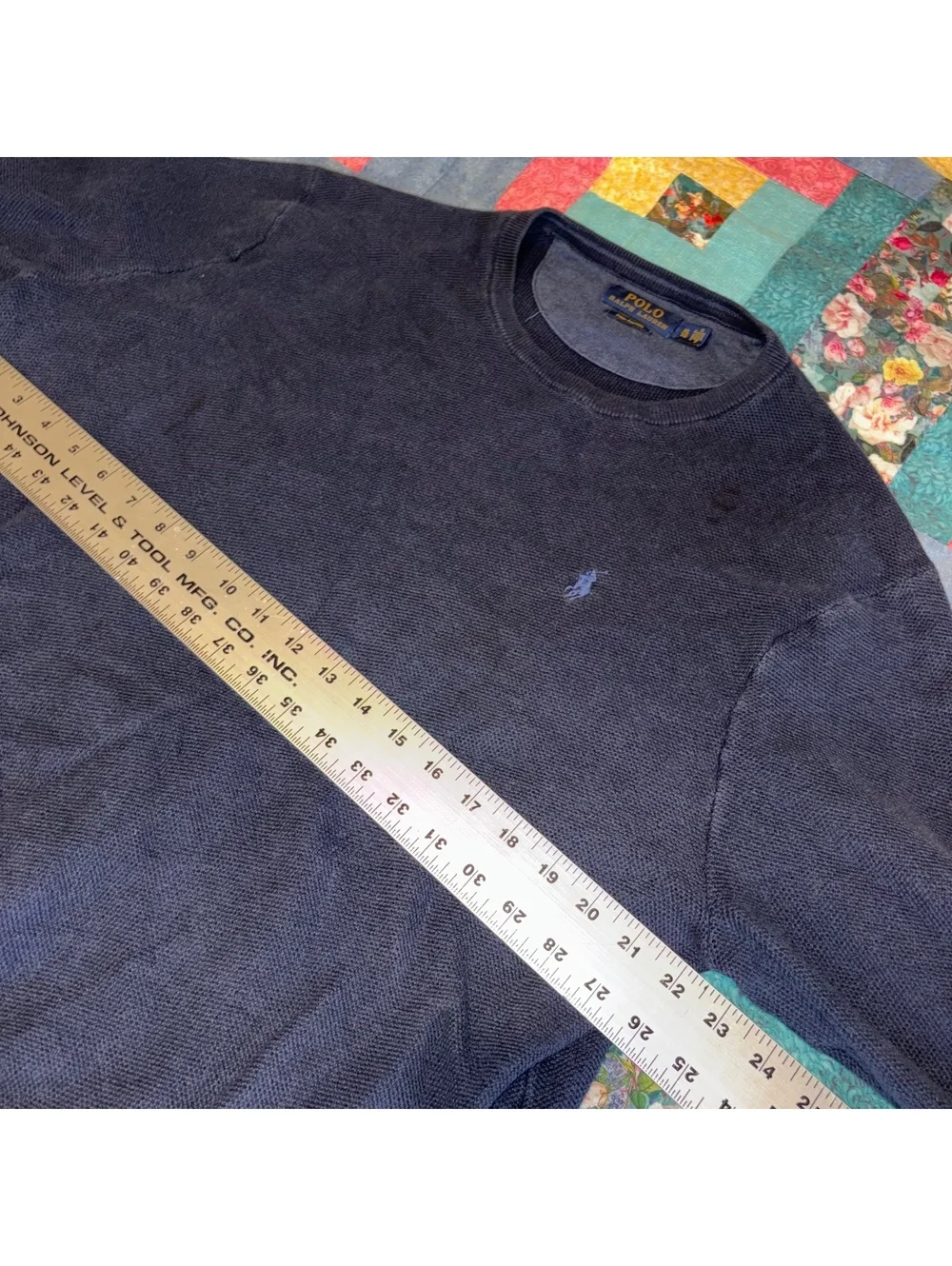 Polo Ralph Lauren Embroidered Mens XL Navy Blue Sweater Crewneck 100% Cotton RL